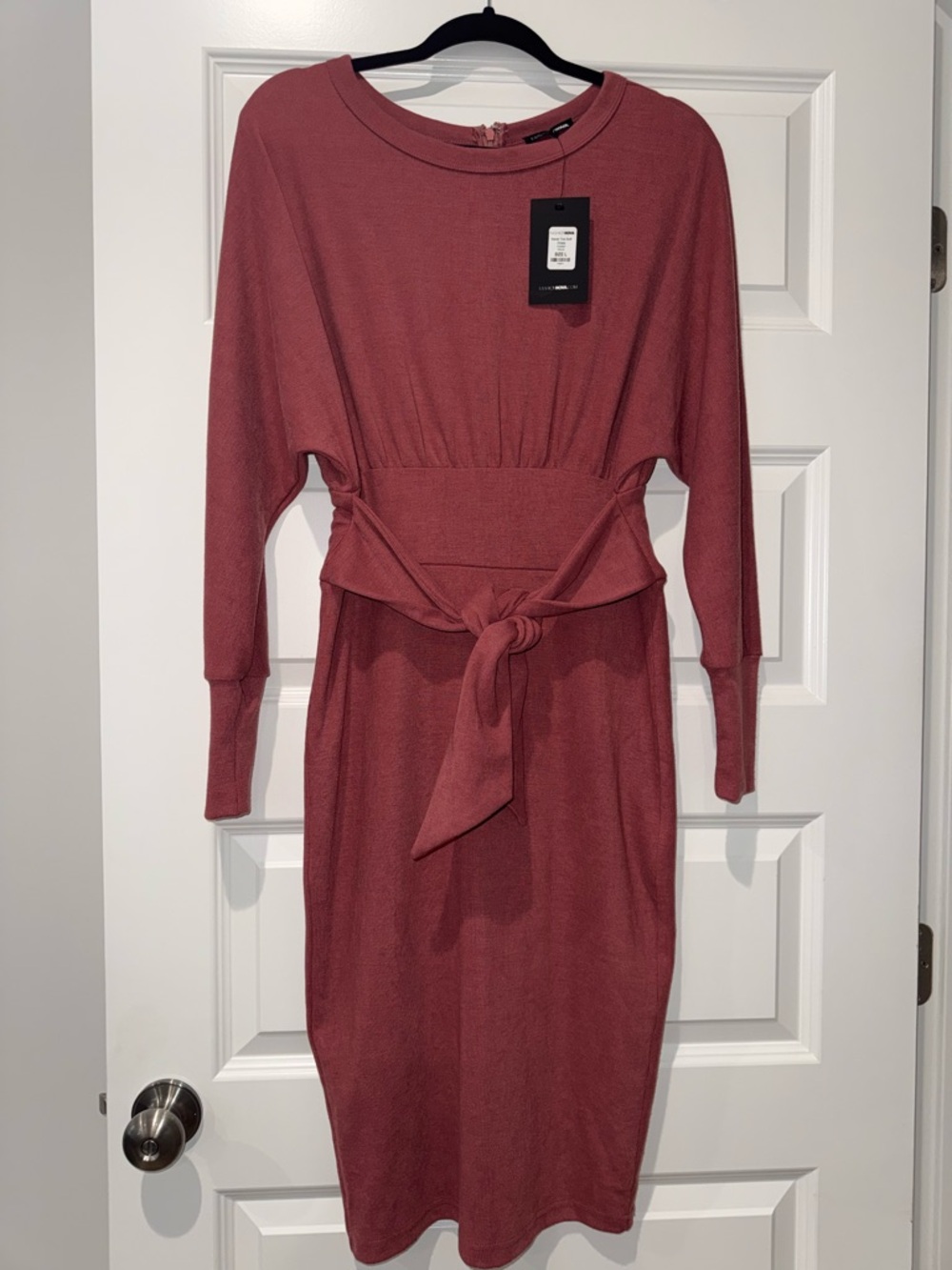 Fashion Nova Rose-Mauve Knot-Waist Midi Dress